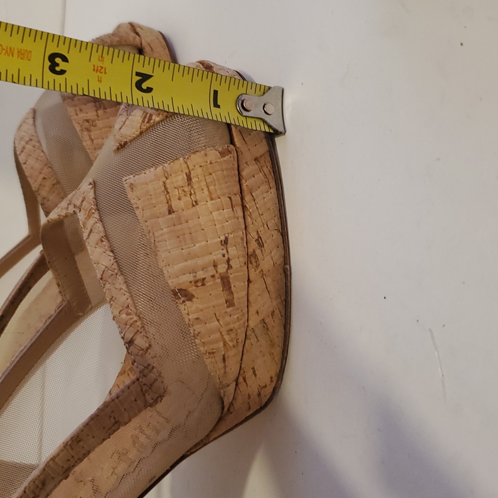 Oscar de la Renta Cork Mesh Slingback Peeptoe Heels Size 9 - Picture 10 of 12